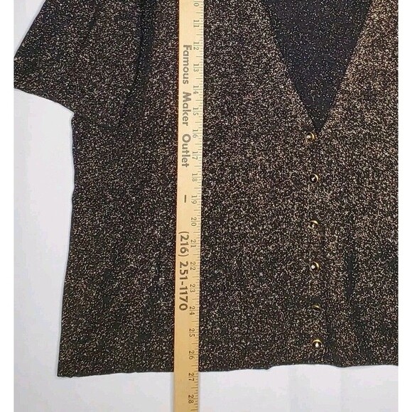 Luxe Carmen Short Sleeve Cardigan Women 3X Button Gold Sparkle Glam - Picture 7 of 10